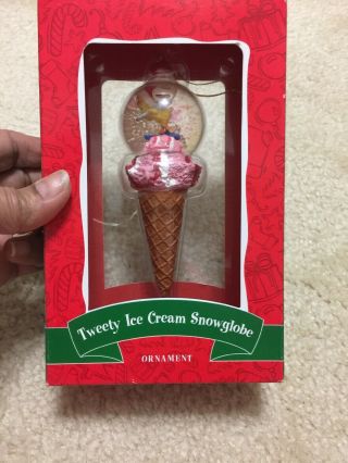 Tweety Ice Cream Snowglobe Christmas Ornament Looney Tunes Warner Bros Studio