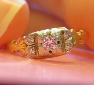 14k Platinum Antique Vintage Art Deco Floral Old Cut Diamond Engagement Ring