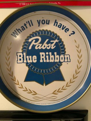 Vintage Metal Beer Serving Tray Pabst Blue Ribbon Brewing Milwaukee Wisconsin