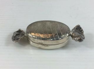 Vintage Solid Silver Sweet Shaped Novelty Trinket Box 1.  5cm In Height