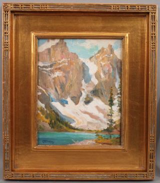 1924 Antique George Torrey Lake Moraine Canada Mountain Landscape Oil Painting