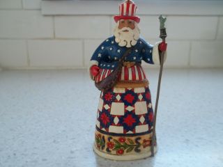 " Jim Shore " Patriotic Santa Christmas Ornament,  4026272,  Dated 2012,  Heartwood