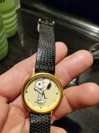 Armitron Snoopy Peanuts Watch,  Water Resistant,  900/52 Black Band Vintage