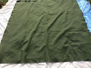 Vtg Army Military Wool Green Blanket 60 X 80