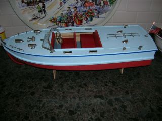 Toy Wood Boat Battery Operated Boat Wooden Ito 17 Inches Long Vintage Inboard