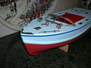 TOY WOOD BOAT BATTERY OPERATED BOAT WOODEN ITO 17 INCHES LONG VINTAGE INBOARD 2