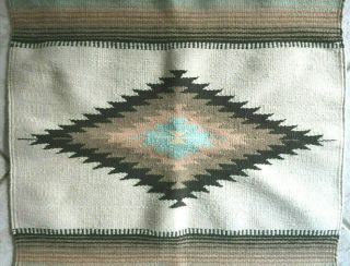 Vtg.  Southwest Colors Navajo Artisan Woven Wool Double Saddle Blanket Rug 61x 29
