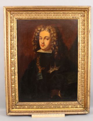 18thc Antique Spanish - School Portrait Oil Painting & Signed Hm Page Gilt Frame
