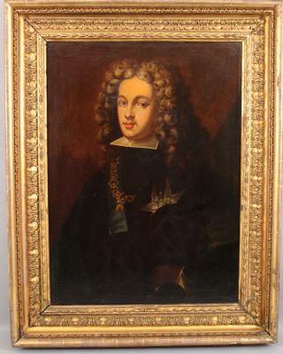 18thC Antique Spanish - School Portrait Oil Painting & Signed HM Page Gilt Frame 2