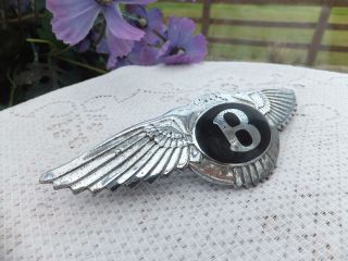 Vintage Bentley MKVI MK6 R Type Car Radiator Badge Metal Silver Wings 3