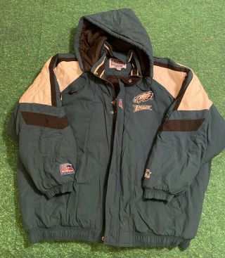 Vtg Philadelphia Eagles Hooded Starter Zip Up Jacket Coat Pro Line Authentic 4xl