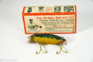 Vintage Bead Eye Heddon Crab Spook Minnow Antique Fishing Lure Et3