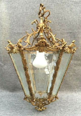 Big Antique French Ceiling Lamp Lantern 1930 - 40 