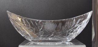 Vintage Cut Etch Lead Crystal Clear Centerpiece Oval Fruit Bowl 15 1/2 " B19
