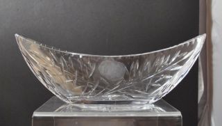 Vintage Cut Etch Lead Crystal Clear Centerpiece Oval Fruit Bowl 15 1/2 