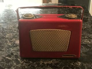 Rare And Vintage Raytheon 8tp - 4 Transistorized Radio With Red Cowhide Ca