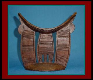 Old Antique / Vintage African Ethiopian Hand Carved Wood Headrest Art Scuplture