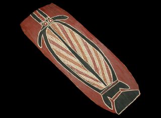 Old Aboriginal Bark Painting By Benny Mudurrug Signed Curio Shop Label Burada