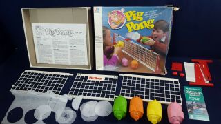 Vintage 1986 Pig Pong Ping Pong Tabletop Game Milton Bradley 4606 Complete W Box