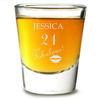 Personalised Birthday Shot Glass Gift Engraved Sister Mum Any Age 18th 21st 30th