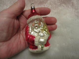 Antique German Christmas Ornament Red Santa Claus With Tree Vintage