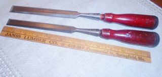 Vintage Stanley No.  720 1/2 Inch And 3/4 Inch Bevel Edge Socket Chisels