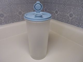 Vintage Tupperware: Round Beverage Pitcher 261 Sheer Blue Flip Top Pour Lid