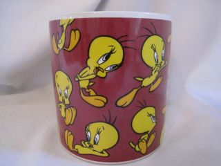 Vintage Warner Brothers Tweety Bird Coffee Mug Tea Cup By Applause Allover Print 2