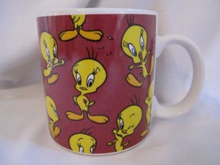 Vintage Warner Brothers Tweety Bird Coffee Mug Tea Cup By Applause Allover Print 3