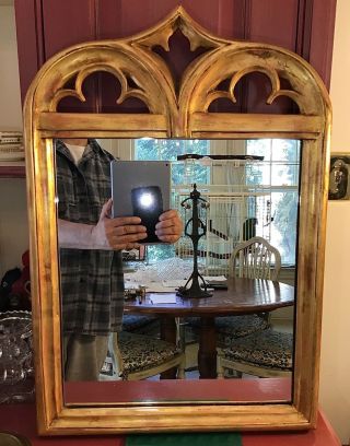 19thc Style American Gothic Revival Gilt Mirror
