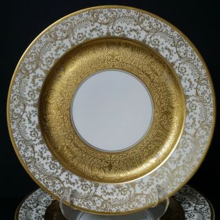 Antique Set of 10 Gold Encrusted German Bavarian Porcelain Cabinet Plates 2