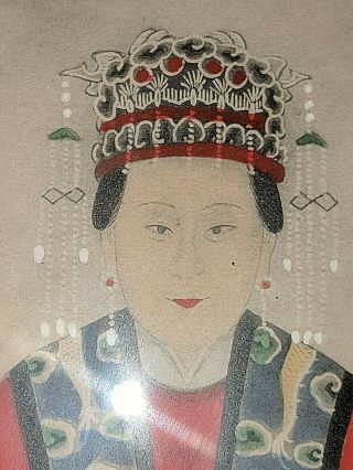 Vintage Print Oriental Woman Wood Bamboo Frame 3