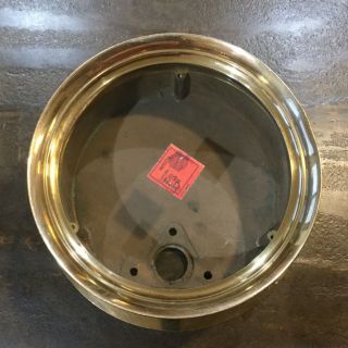 Vintage Cast Polished Brass Steam Pressure Gauge Case Glass Top Display 7 - 5/8”
