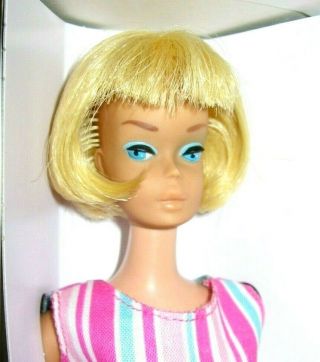Pale Blonde American Girl Barbie - 1965 - Near,  Display Box,  Rare Swimsuit