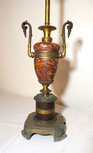 Antique Ornate Carved Marble Gilt Bronze Figural Urn Vase Electric Table Lamp