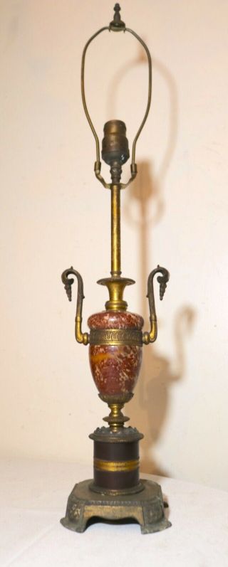 antique ornate carved marble gilt bronze figural urn vase electric table lamp 2