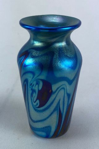 Antique Blue Art Glass Miniature Vase