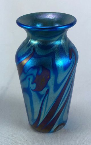 ANTIQUE BLUE ART GLASS MINIATURE VASE 2