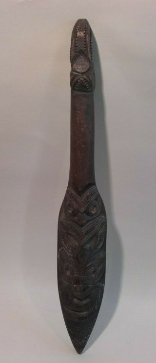 Antique / Vintage Zealand Maori Wood Carved Figure / Club Tribal / Oceanic