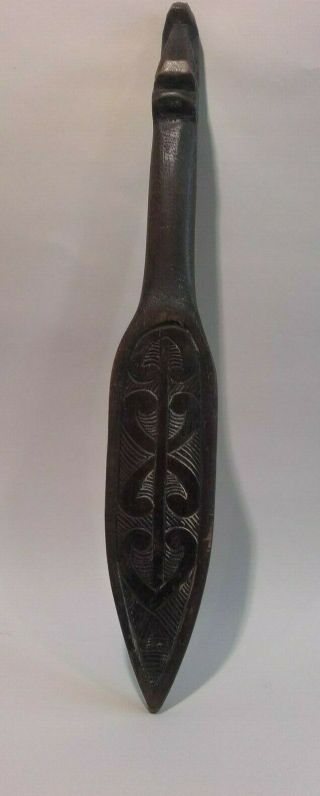Antique / Vintage Zealand Maori Wood Carved figure / club Tribal / Oceanic 3