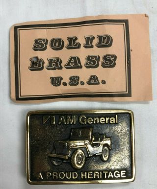 1978 Am General Belt Buckle Proud Heritage U.  S.  Military Jeep Brass