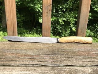 Antique German Knife Stag Antler Handle Fixed Blade Knife One Of A Kind