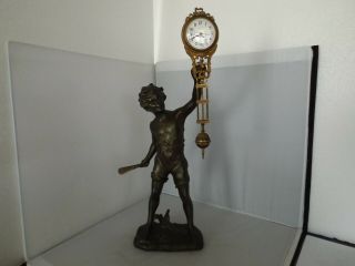 Antique Junghans Mystery Or Swing Clock Boy With Bat And Ball