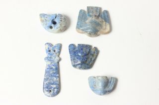 Chinese Carved Lapis Amulets Group Of 5,  China