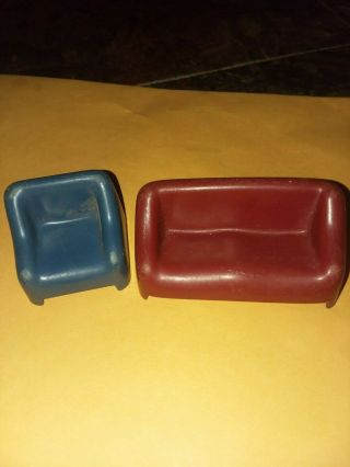 Vintage Hasbro Weebles 1970s Blue Chair And Couch Haunted House Furniture