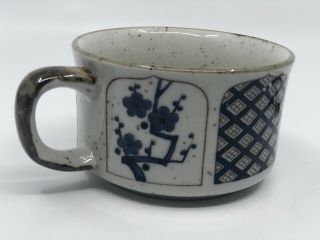 Otagiri Stoneware Blue/Brown Speckled Soup Coffee Mug Trellis Floral OMC Sticker 3