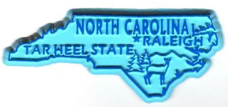 North Carolina Tar Heel State Shaped Fridge Magnet With Capital And Nickname