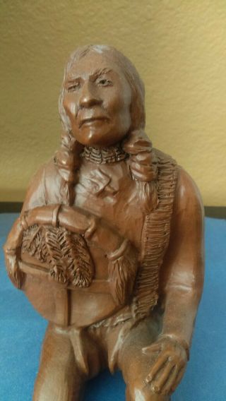 Vintage 1996 Red Mill Native American Indian Statue Dated Numbered Very Detailed