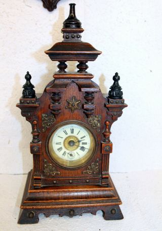 Antique Table Alarm Clock Shelf Bracket Clock To 19th Century With Music Box