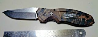 Milwaukee Fastback 48 - 22 - 1990 Folding Knife Camo Handle Stonewash Blade Button